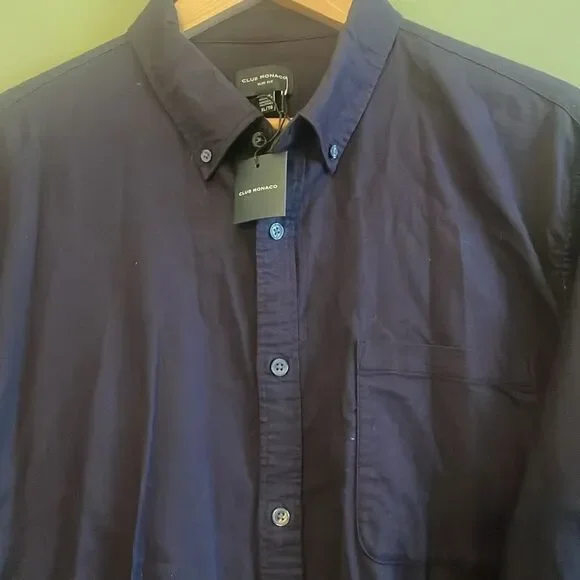 NWT Club Monoco Slim Fit 100% Cotton Charcoal Button Down Shirt Sz XL - Picture 3 of 6